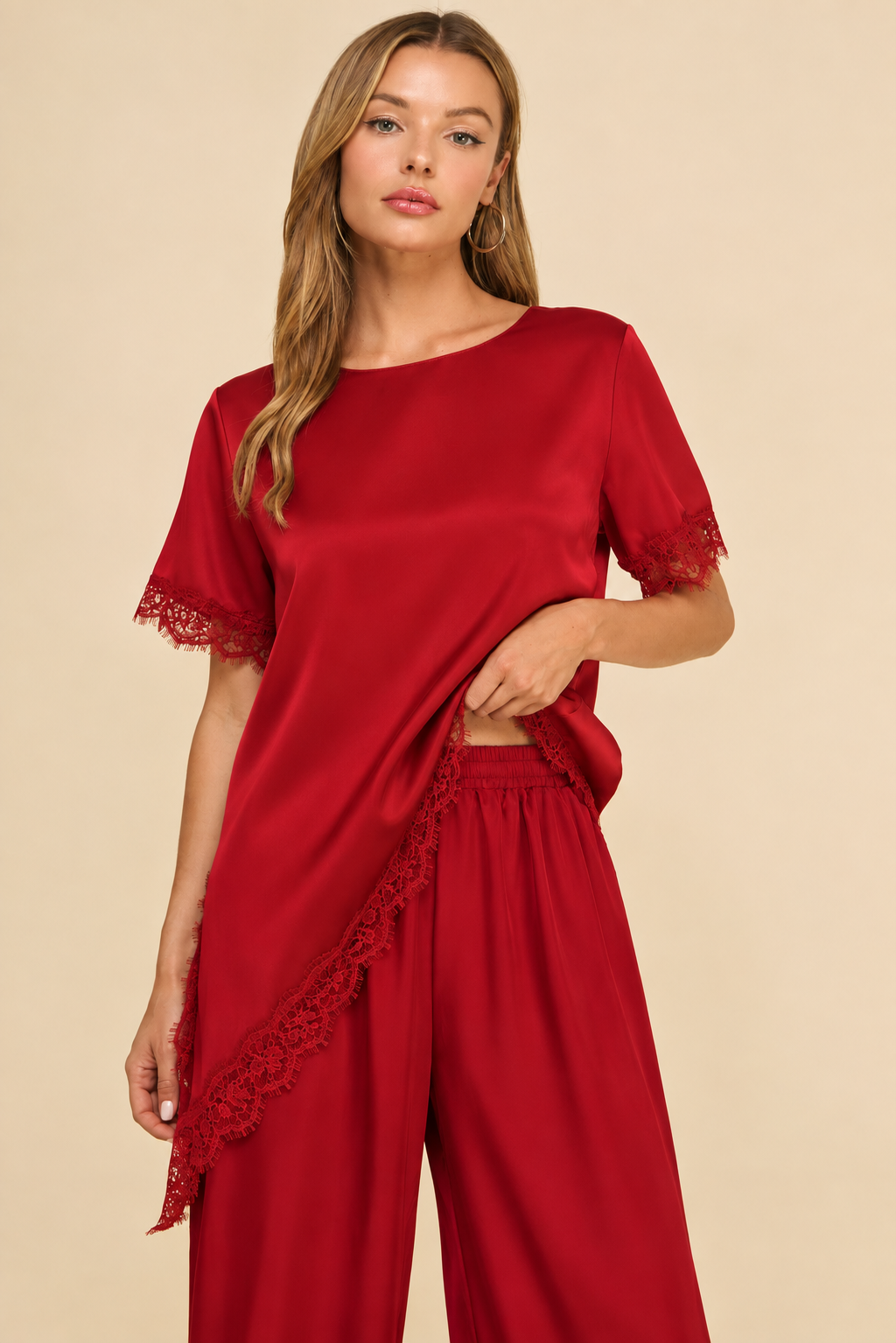 Lueur Satin Wide Leg Pants