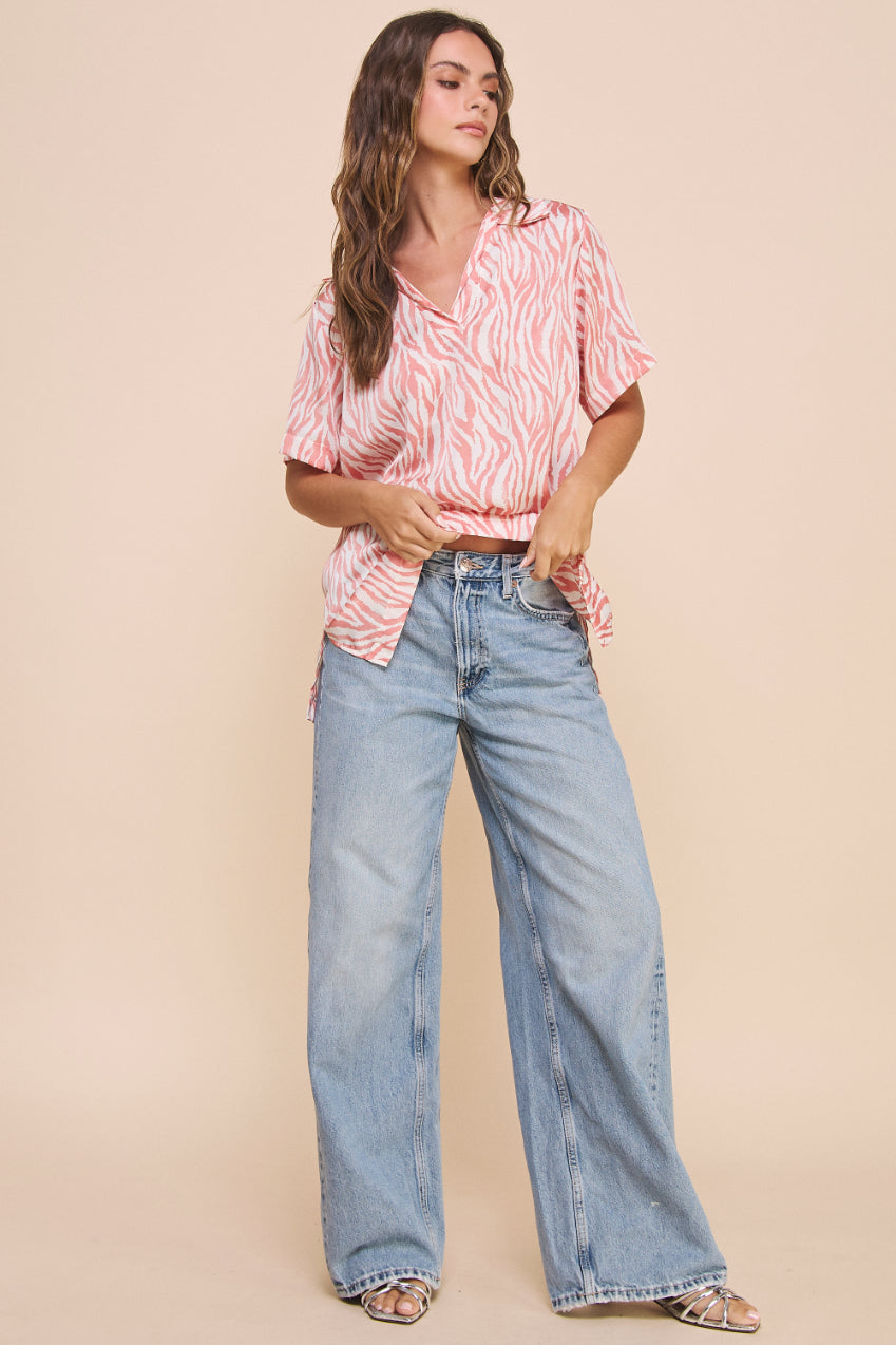 Zebra Print Polo Shirt