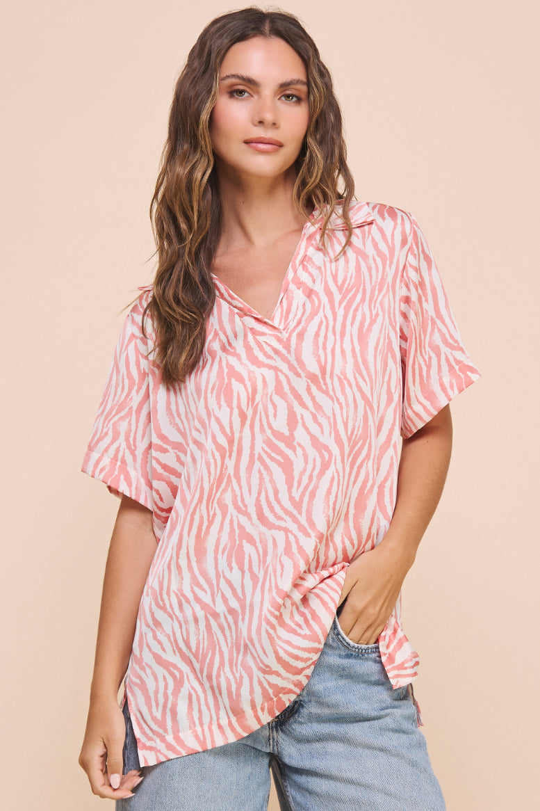 Zebra Print Polo Shirt