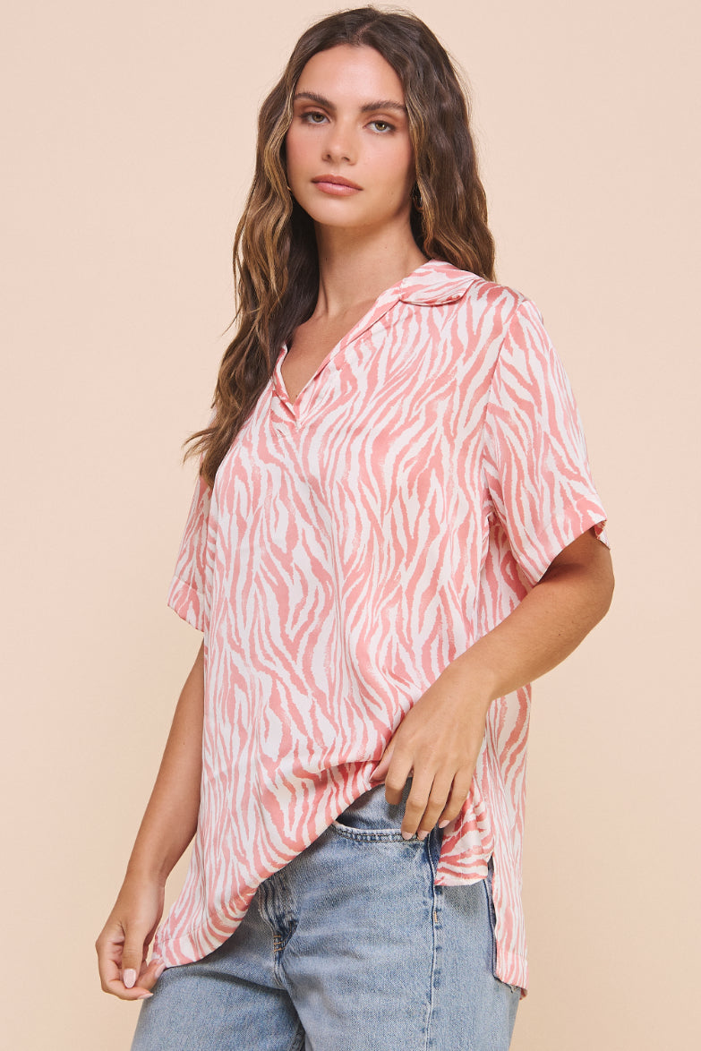 Zebra Print Polo Shirt