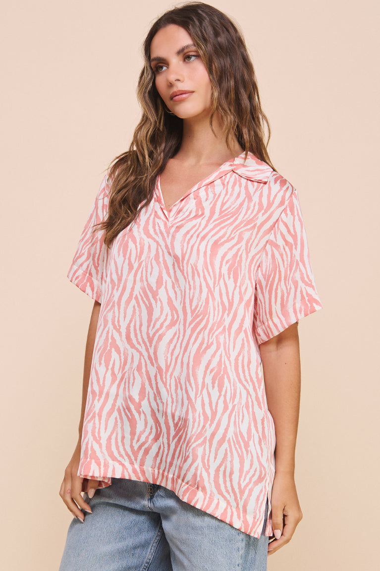 Zebra Print Polo Shirt