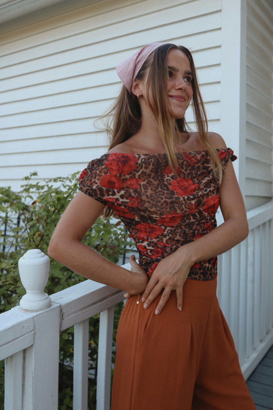 Off the shoulder Mesh Top