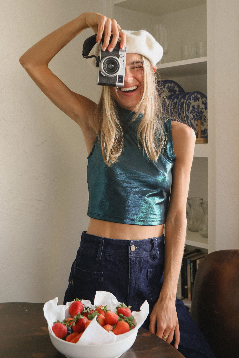 Metallic Cropped Top