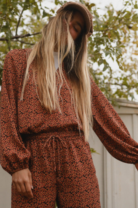 Leopard Heart Print Top