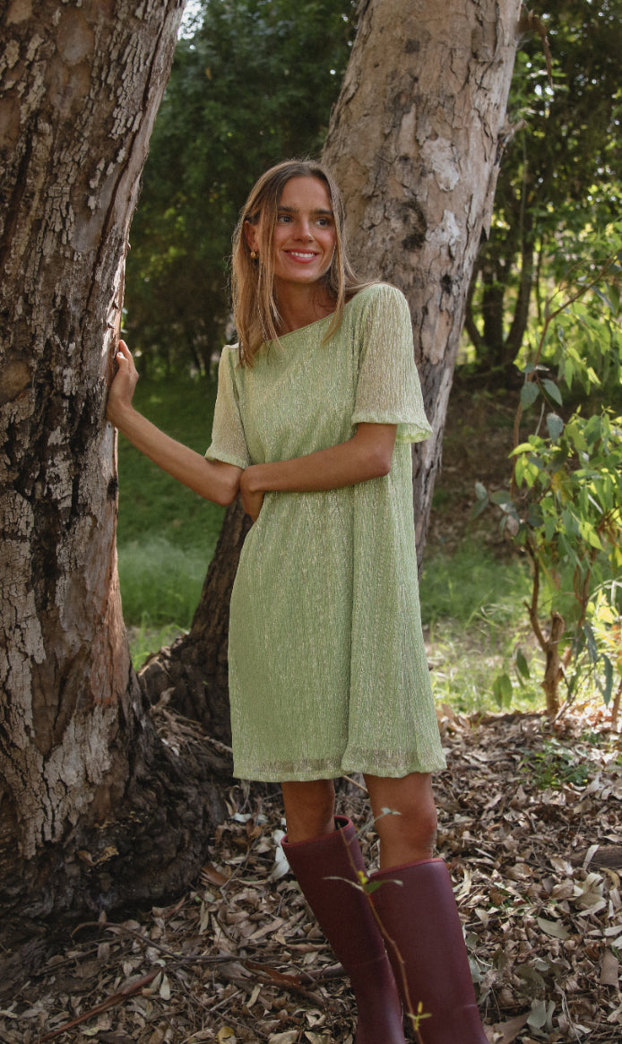 Pleated Knit Ombré Dress