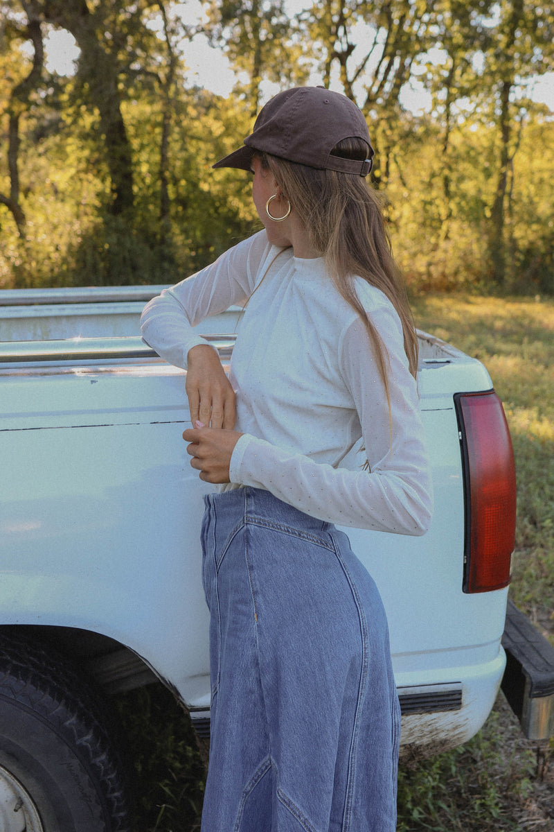 Mesh Top with Silver Embellishments