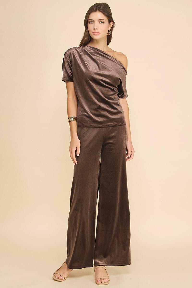 Velvet Allure One Shoulder Top