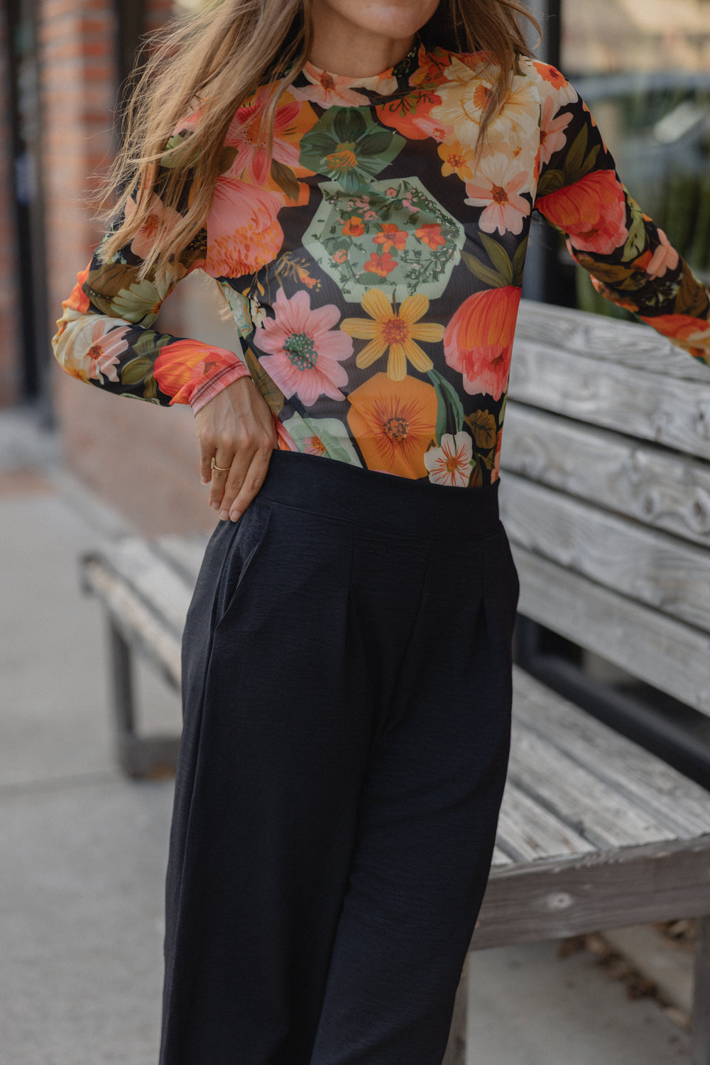 Autumn Bloom Mesh Top