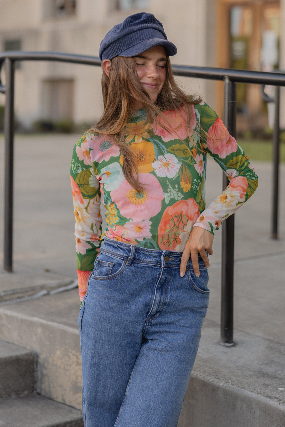 Autumn Bloom Mesh Top
