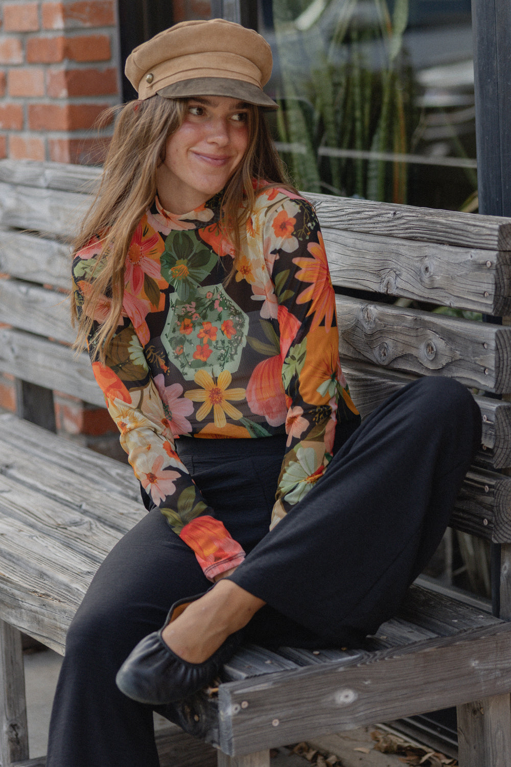 Autumn Bloom Mesh Top