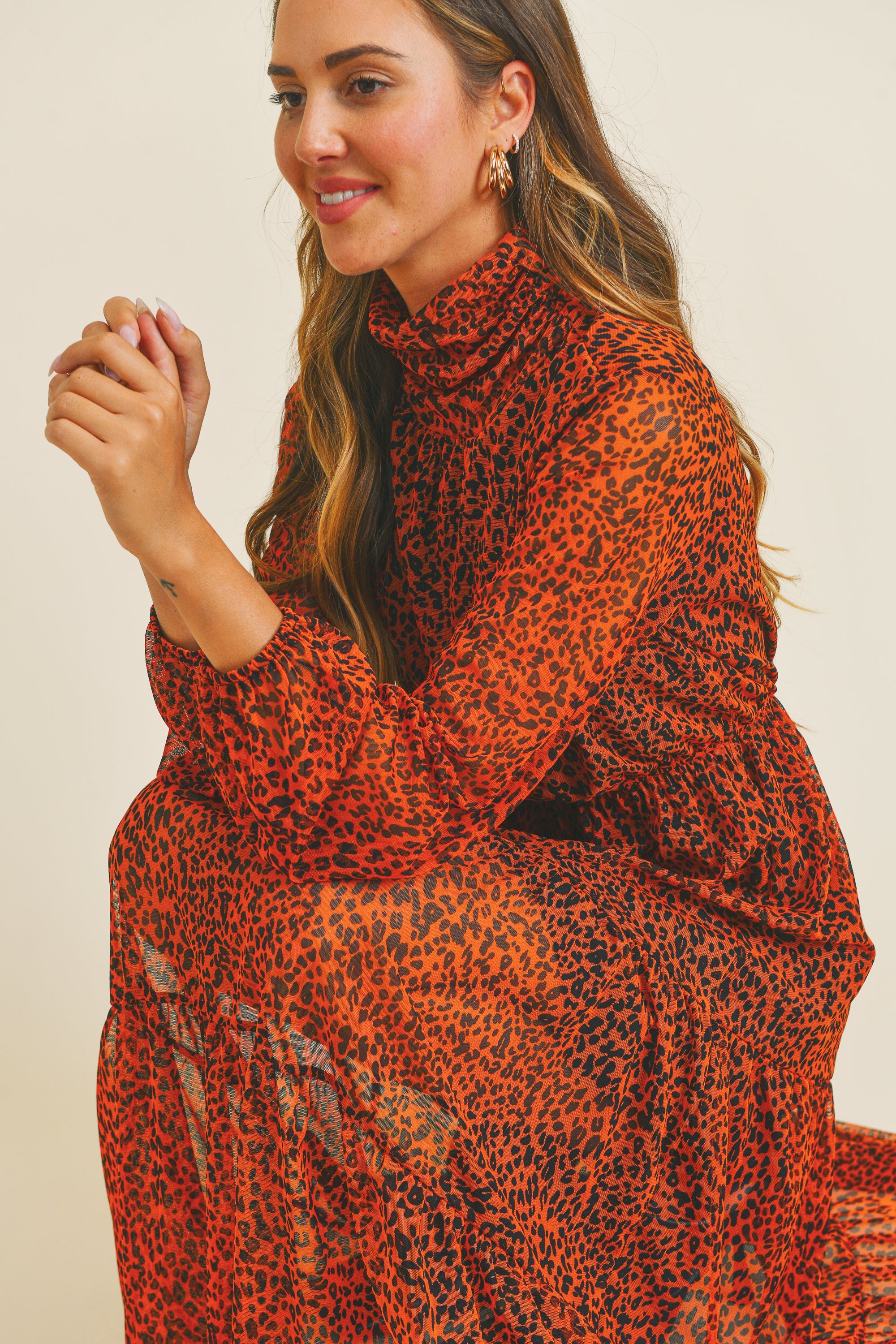 Animal Print Mesh Dress