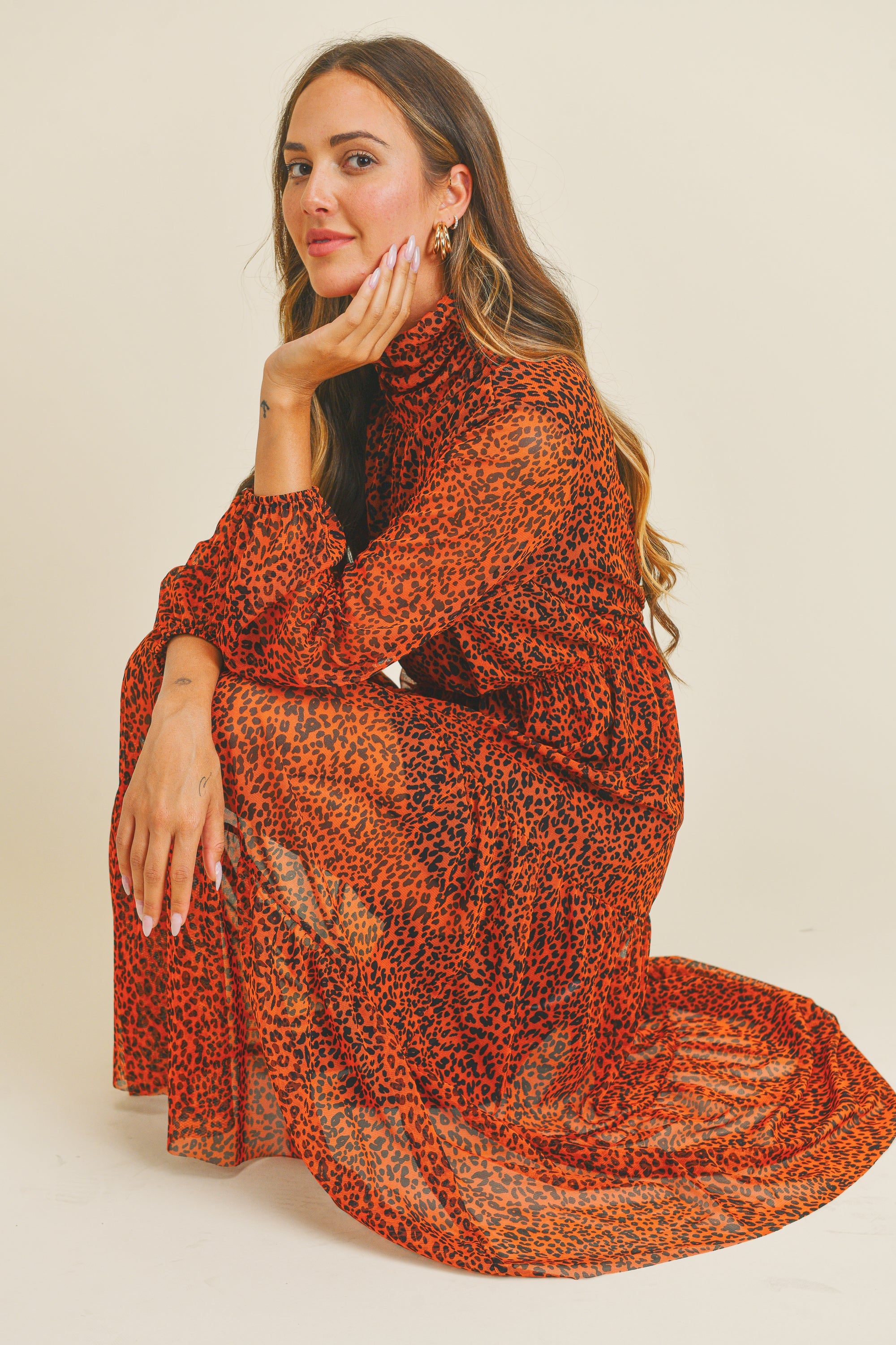 Animal Print Mesh Dress